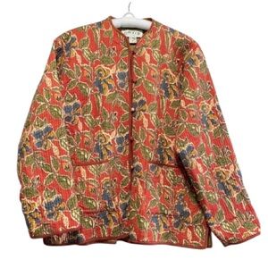 Orvis 💯%Cotton Quilt Multicolor Reversible Floral Jacket Size M
